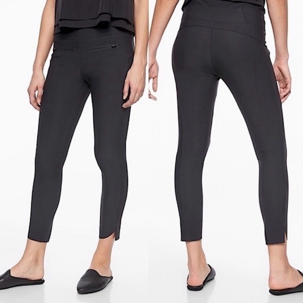 Athleta Black Stellar Crop Pants Euroluxe Work Travel- Size M